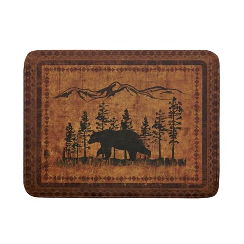 Forest Bear Dish Drying Mat 18x24 Inch Rustic Cabin Washable Microfiber Absorbent Dishes Drainer Rack Pad for Kitchen Counter Home Decor (Retro Forest Bear / 18" x 24")