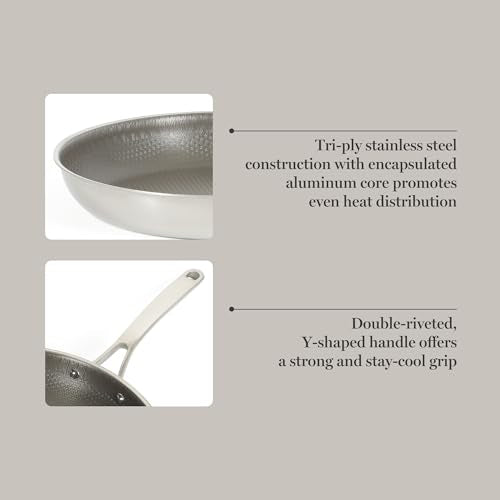 Badgley Hybrid Nonstick 11 Inch TriPly Stainless Steel Large Fry Pan & Stay Cool Handle (Triply Stainless / 11" Fry Pan)