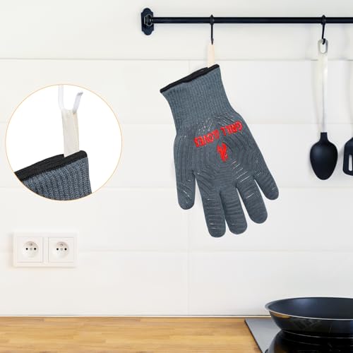 BBQ Gloves Oven Gloves 1472℉ Extreme Heat Resistant (Gray / One Size Fits Most(Long Cuff))