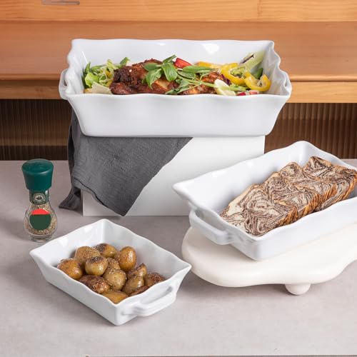 Sweejar Casserole Dishes for Oven (White New / Baking dish(Set of 3))