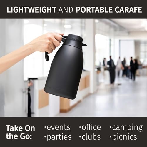 68 Oz Stainless Steel Black Thermal Coffee Carafe (Black 2L / 68 Ounces)