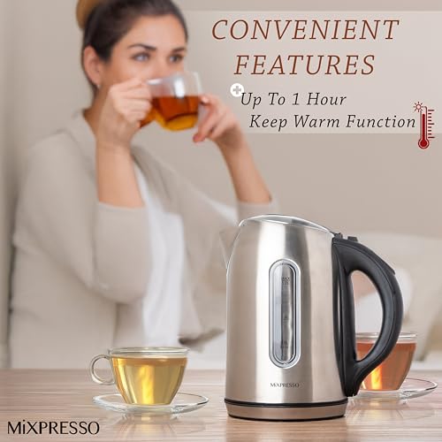 Stainless Steel Electric Kettle Temperature Control (Silver 1.7L Temperature Control)