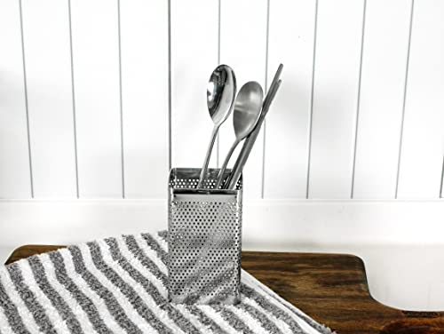 Kitchen Utensil Chopsticks Perforated Holder with Hooks (Small Square)