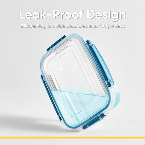Plastic Food Storage Containers with Airtight Lids (80 oz / Blue)