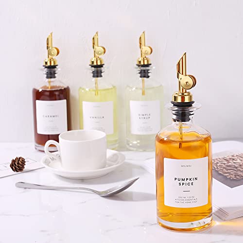 Oil and Vinegar Dispenser with Metal Pour Spout (350ml, Set of 2 Bottles / Silver)