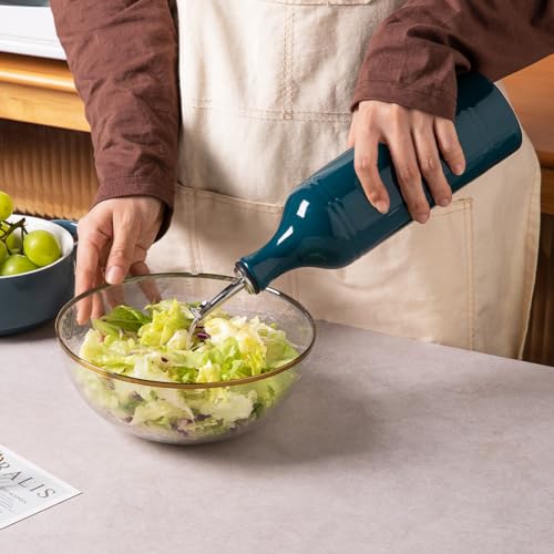 Sweejar Large Ceramic Olive Oil Dispenser Bottle (24 oz, Set of 1 / Teal Green)