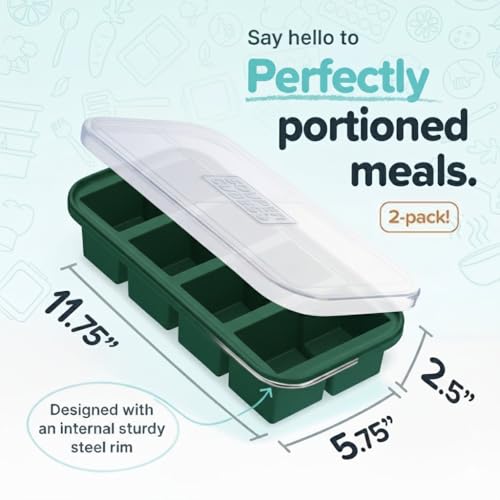 1 Cup Silicone Freezer Molds with Lids (Kale / 2-Pack)