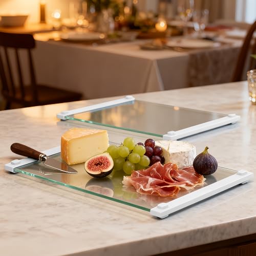 Glass Cutting Boards for Kitchen (White)