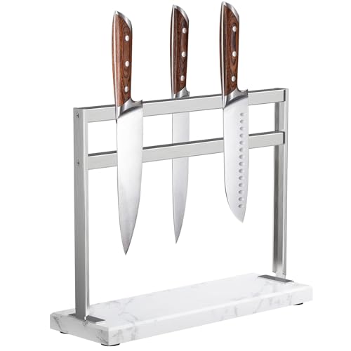 Magnetic Knife Block with Marble Base (White / No Shield)