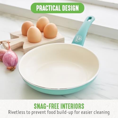 Soft Grip 8” Frypan Skillet and Spatula Breakfast Cookware Set (8" Frypan + Spatula / Turquoise)