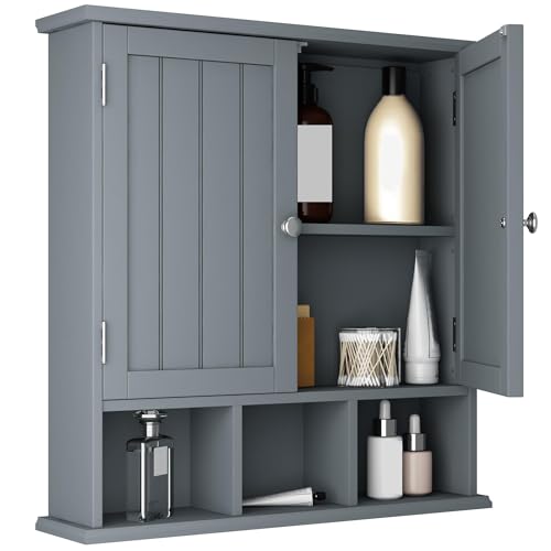 Bathroom Wall Cabinet with Adjustable Shelves (Grey / 1 pack)