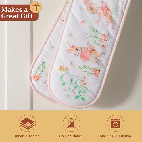 Double Oven Mitts 100% Cotton Double Oven Glove (013 - Bunny Party / 7" x 35" (Double Oven Mitt))