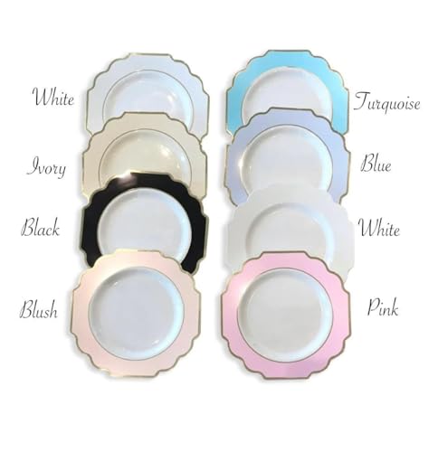OCCASIONS Disposable Plastic Plates for 120 Guests (960 Piece (120 Guest) / K. Imperial White & Gold)