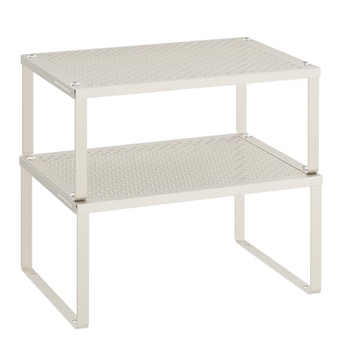 Set of 2 Metal Spice Racks (Oatmeal Beige / 2 Tiers (9"D x 12.6"W))