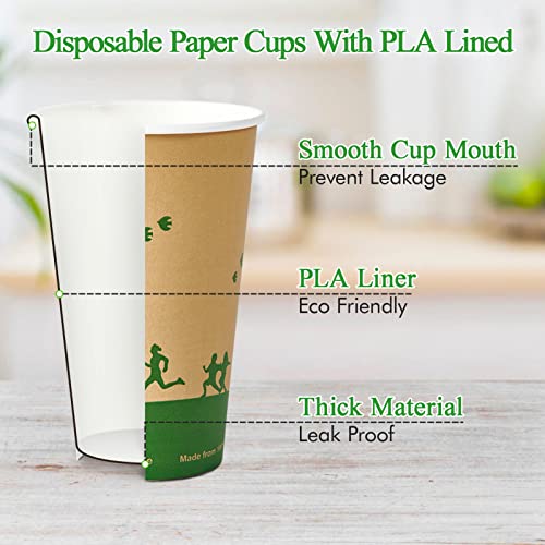 16 oz Compostable Paper Coffee Cups with PLA Lined (16oz-210)