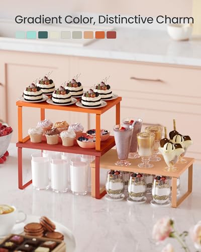 Cabinet Organizer Shelf (Mandarin Red + Pumpkin Orange / S (4.6"H) + S (5.4"H) + S (6.2"H))