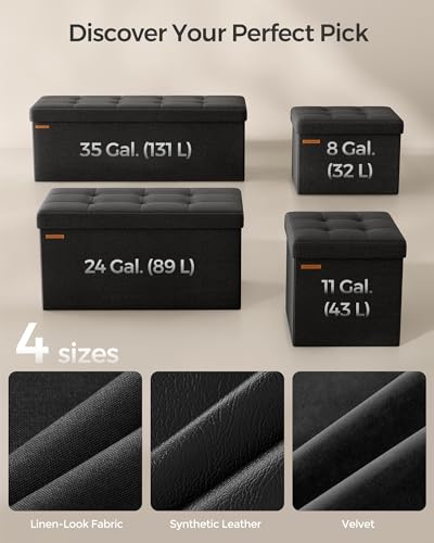 43.3 Inches Folding Storage Ottoman Bench (Ink Black / 15"D x 43"W x 15"H (without Flipping Lid))