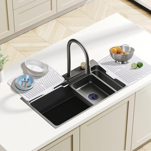 Silicone Dish Drying Mat for Kitchen Counter (White-2pcs / 20" x 15")