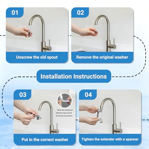 1080° Swivel Faucet Extender (Brass - 360° Mode / 360-1Mode)