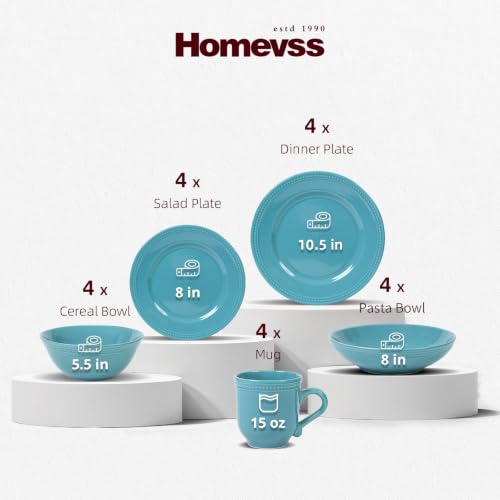 HomeVSS 20 PC Pearl Dots Stoneware Dinnerware Set