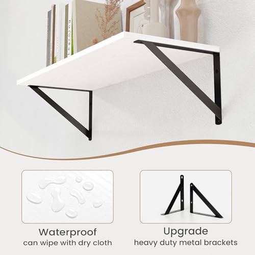 White Deep Floating Shelves for Wall