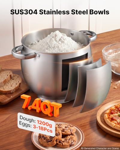 7.4 Qt Tilt Head Stand Mixer 500W Metal Electric Dough Mixer (7L)