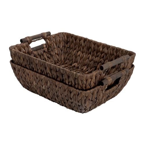 Wicker Baskets for Shelves (Dark Brown(Water Hyacinth) / Large)
