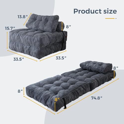 Folding Sofa Bed (Dark Grey / Single)
