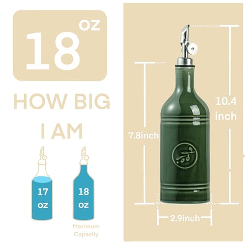 Olive Oil Dispenser Bottle with Spout (Jade Green)