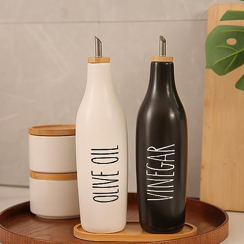 Olive Oil and Vinegar Dispenser Set (Print-Black White&Tary)