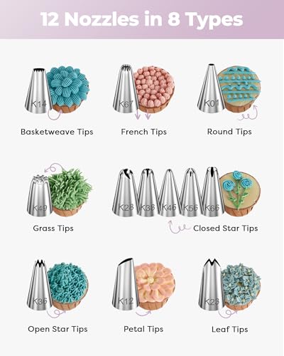 71 Cake Decorating Kit Baking Supplies Tools for Beginners & Pros (Light Purple)