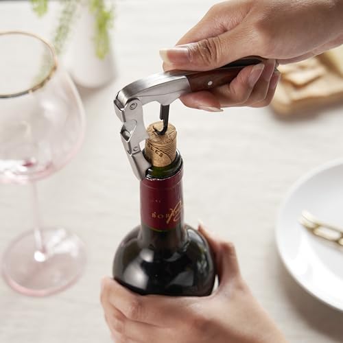 Double Hinged Waiters Corkscrew Wine Opener with Built