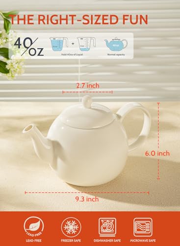 Porcelain Teapot (White / 40oz (no infuser))