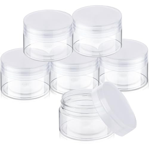 6 Pack 3 oz Plastic Jars Containers with Lids Wide (6 Count)