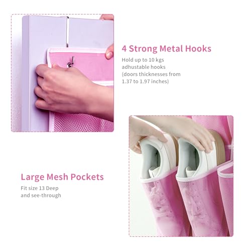 35 Pockets Over the Door Shoe Organizer (Pink - 35 Pockets)