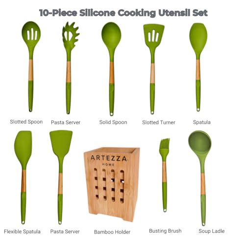 Green Silicone Kitchen Utensil Set (Green)