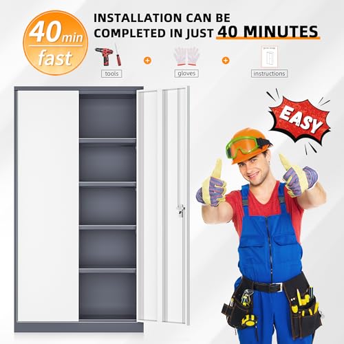 Metal Garage Storage Cabinet (New Grey / 72")