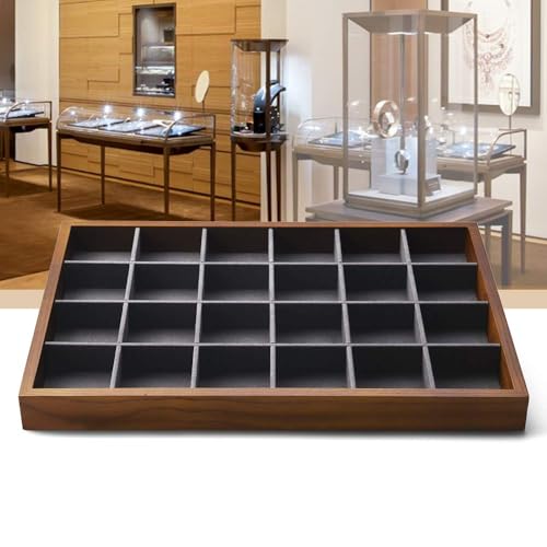 Solid Wood Jewelry Tray (Grey 24 grid tray)