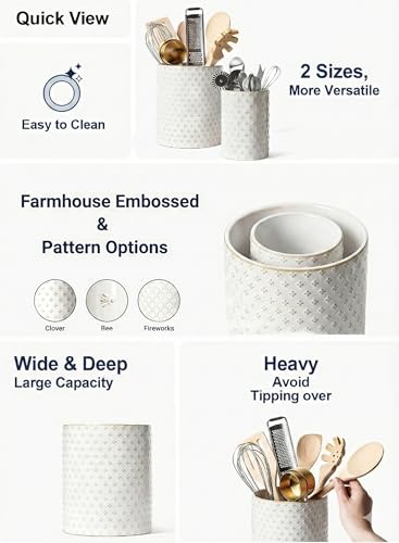 Kitchen Utensil Holder for Countertop (Clover(S+L))
