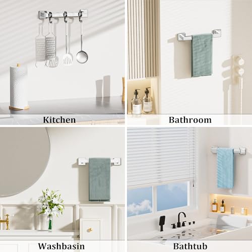 Towel Bar Towel Rack for Bathroom Wall Mount 16 Inch (Single 16 Inch / Polished Chrome)