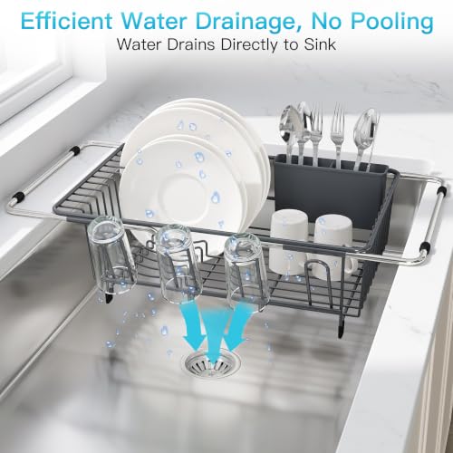 Gray Dish Drying Rack in Sink (Dark Gray / For 12"-30"w Sink)