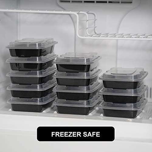 Meal Prep Containers 1 Compartment Food Storage Containers with Lids (Black / 28OZ-50PK)