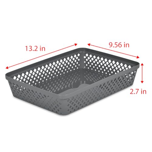Plastic Storage Basket Set (Grey / Large)