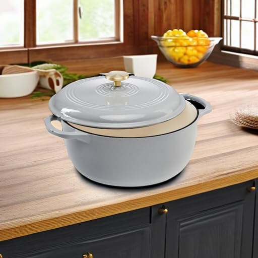6 Quart Enamel Cast (French Gray / 6qt Round)