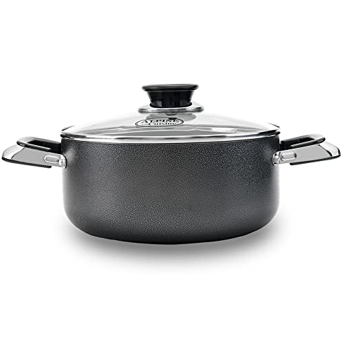 6 Quart Non stick Stock Pot with Tempered Glass Lid and Carrying Handles (6-Quart Stock Pot / Standard Packaging)