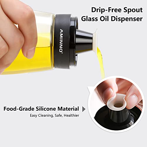 5.5oz Oil and Vinegar Cruets 2 Pack Glass Oil Dispenser Bottles for Cooking Leakproof and Drip Free Spouts (Clear 5.5oz(2 pack))