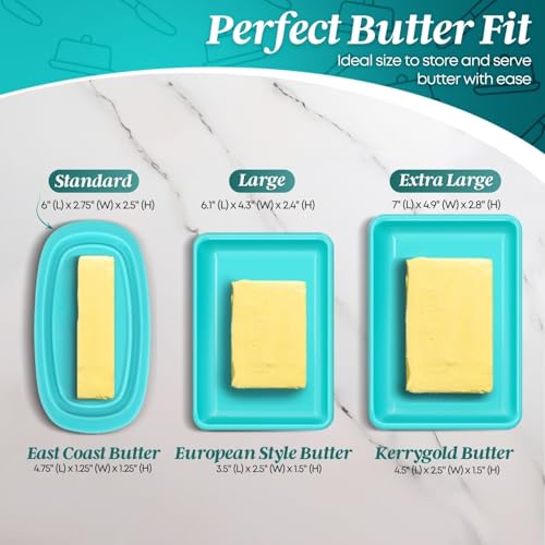 Standard Ceramic Butter Dish with Lid for Countertop (Blue / Standard)