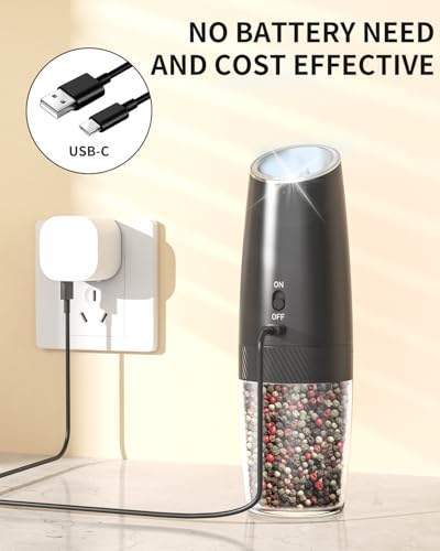 Rechargeable Salt and Pepper Grinder Set Gravity Electric Salt and Pepper Grinder Set (Rechargeable / Black&White)