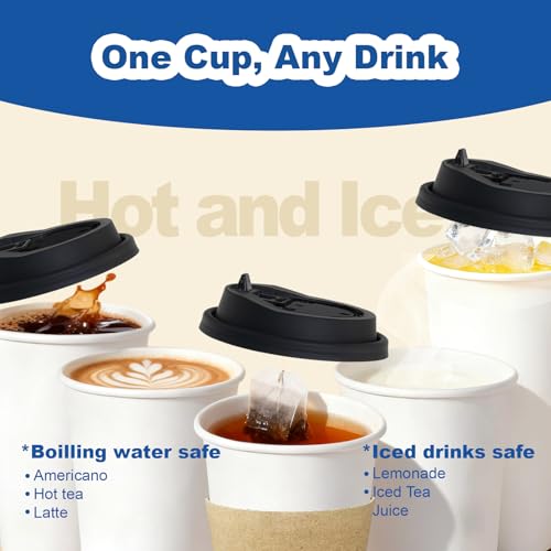 16 oz 500 Pack Coffee Cups with Lids and Sleeves (White-500packs / 16 oz)