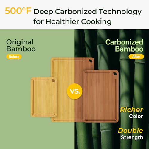 Bamboo Cutting Board (3-Piece / Carbonized Bamboo (Brown))